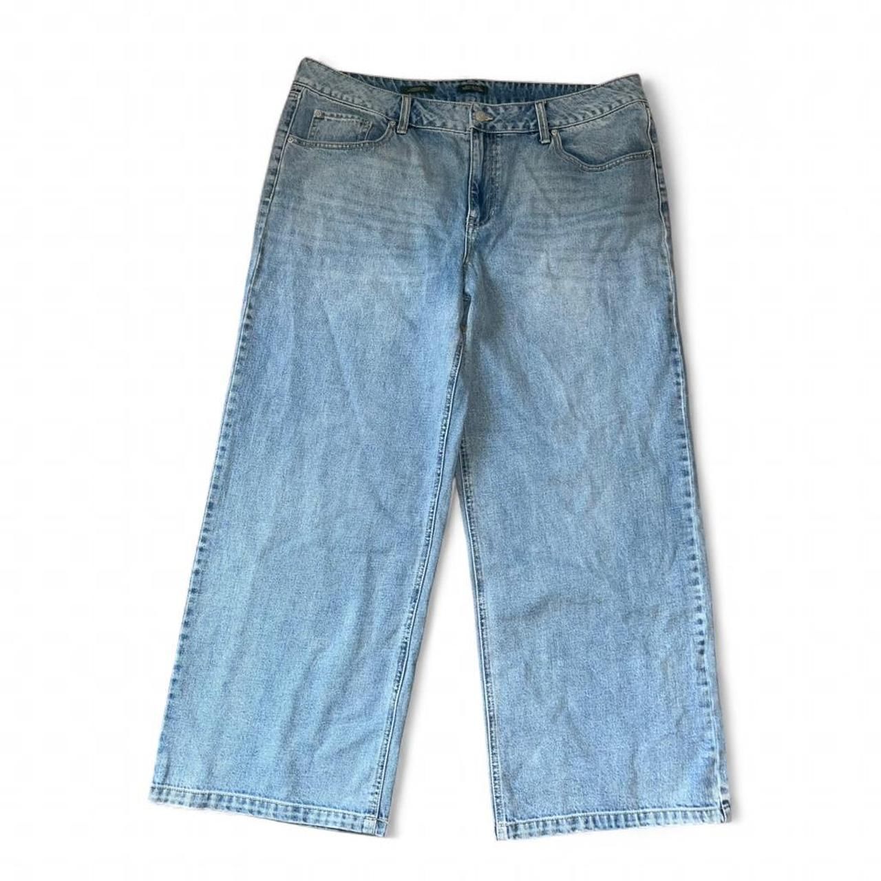 Y2k Style Low Rise Baggy Wide Leg Jeans With Bow Pockets Sz 17